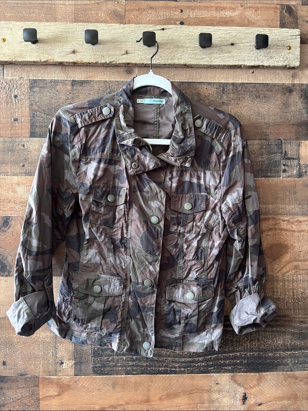 Maurices Women's Camouflage Utility Jacket in Brown and Green